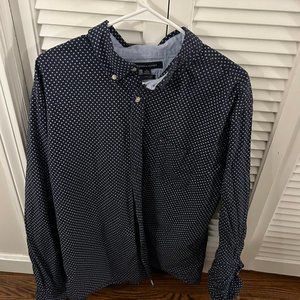 Tommy Hilfiger Blue and White Polka Dot XL Shirt